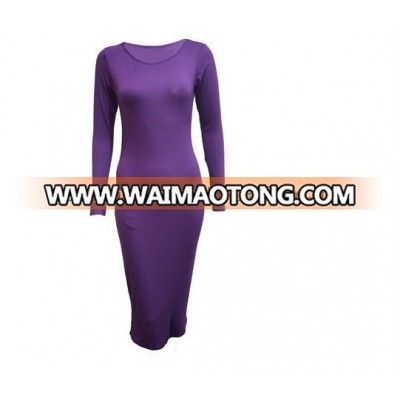 Womens Bodycon Longsleeve Midi Plain Stretch Dress