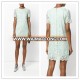 Elegant Light Green Cotton-Silk Blend Lace Embroidery Prom Mini Dress With Short Sleeve