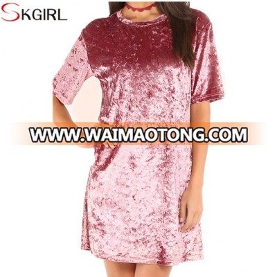 New Arrival Loose Casual Velvet tshirt Dresses