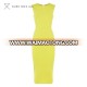 chiffon womens dresses sleeveless cut out yellow tight dress