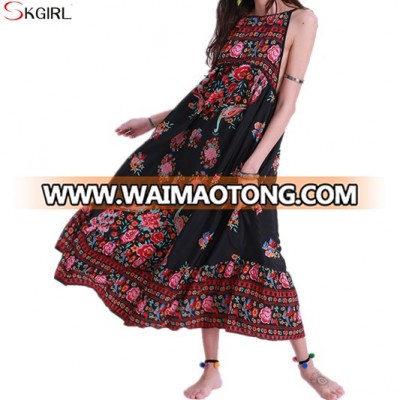 wholesale summer beach boho long maxi flowers dress