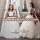 White Little Flower Girls' Dresses Little Girls Wedding Party Dress Sheer O Neck Lace Long Sleeve Ball Gown Girls' Party Dress