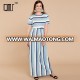 Middle age women short sleeve stripe long casual dress