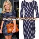 Ladies New Blue And Black Polka Dot Printed Cocktail Dress 2018